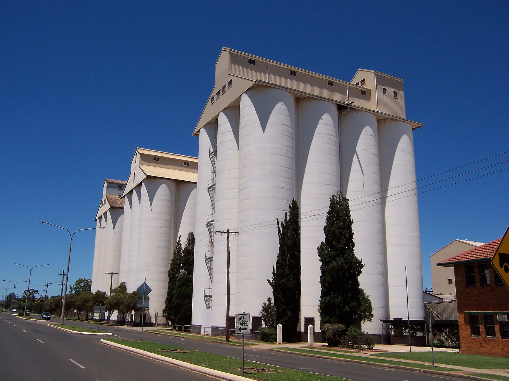 Peanut silos in the main street of Kingaroy , Australia.
