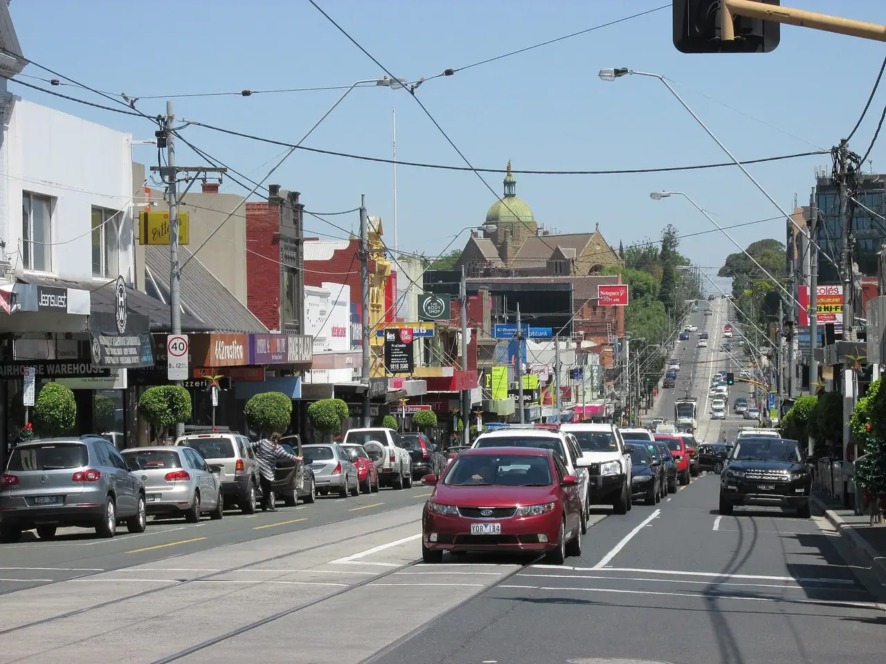 Burke Road looking south from the Camberwell shopping area in eastern Melbourne.