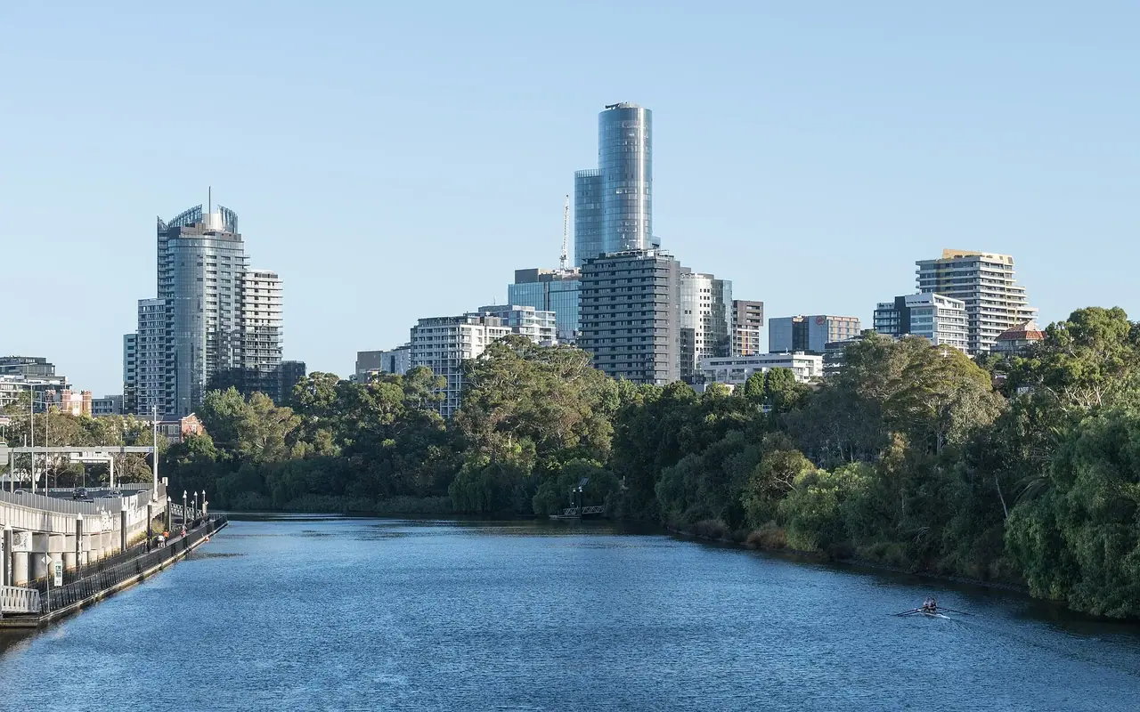 A northwest view of South Yarra skyline, as seen from Hoddle Bridge