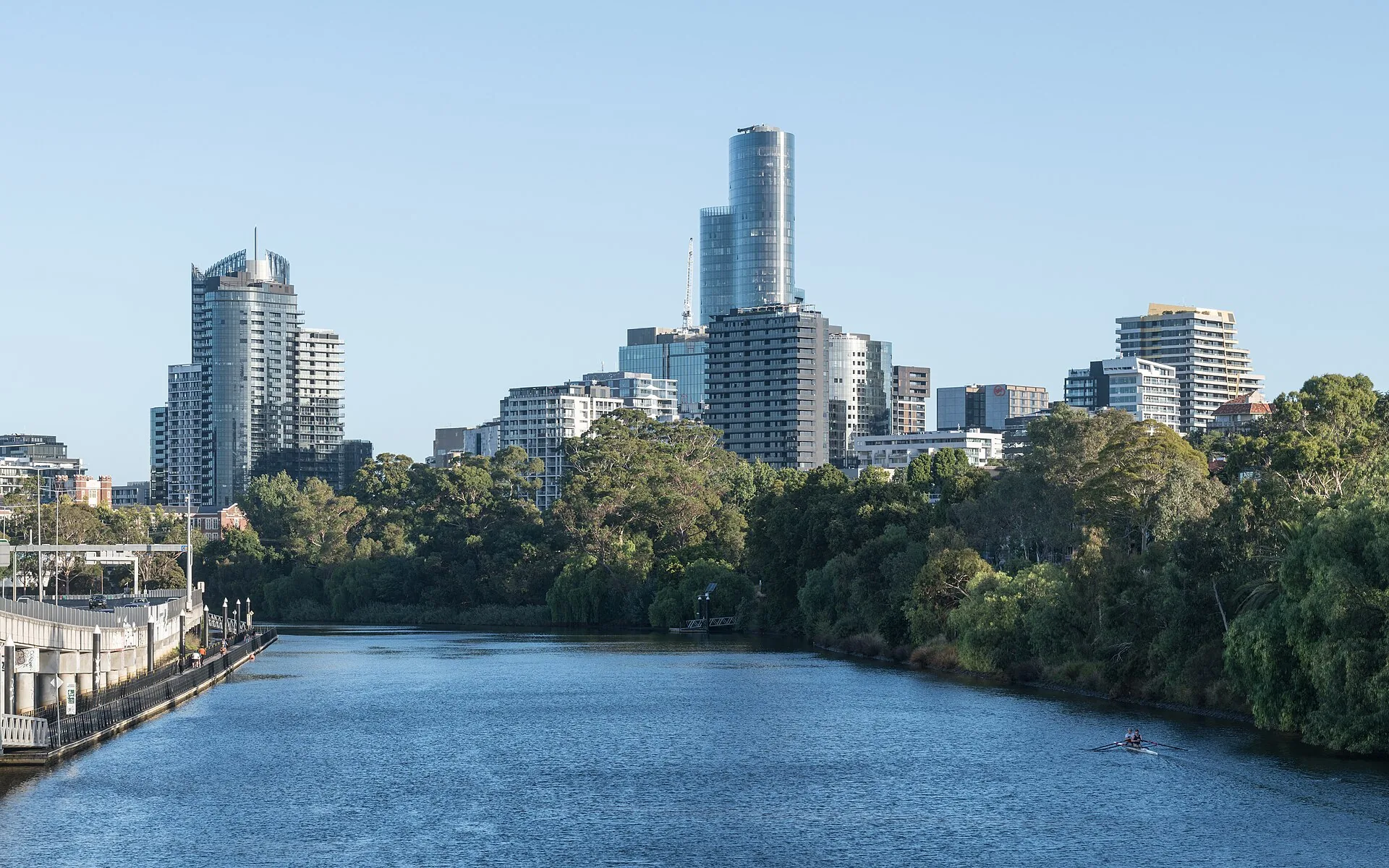 A northwest view of South Yarra skyline, as seen from Hoddle Bridge